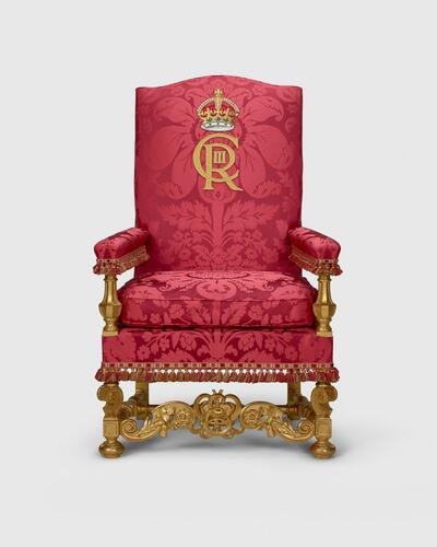 Master: Pair of Chairs of Estate, used by Queen Elizabeth II and Prince Philip, and by King Charles III and Queen Camilla
Item: Chair of Estate, used by Queen Elizabeth II and King Charles III